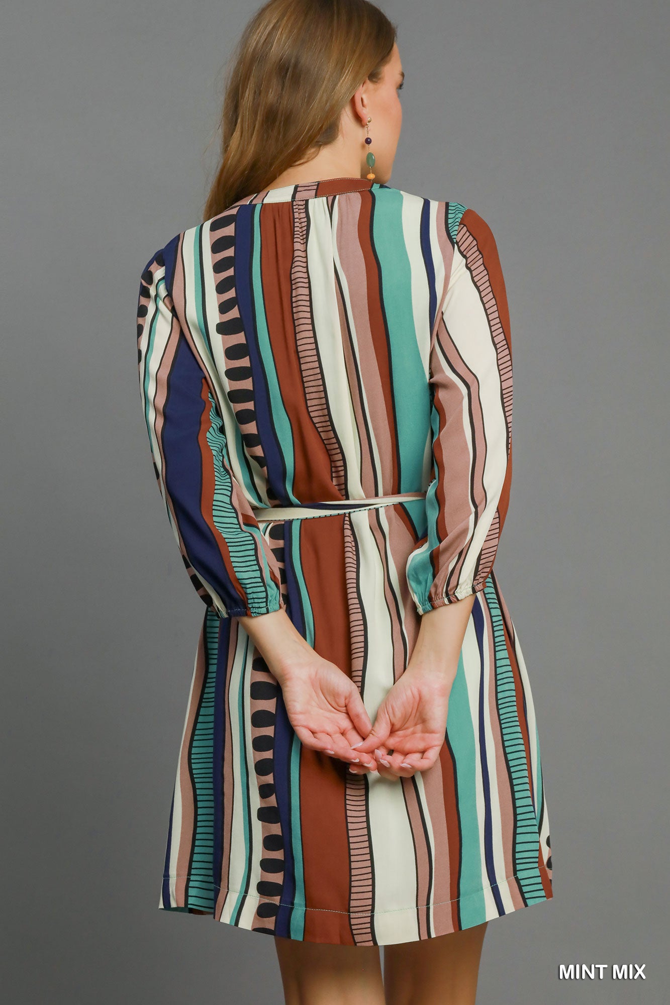 Umgee Belted Abstract Midi Dress