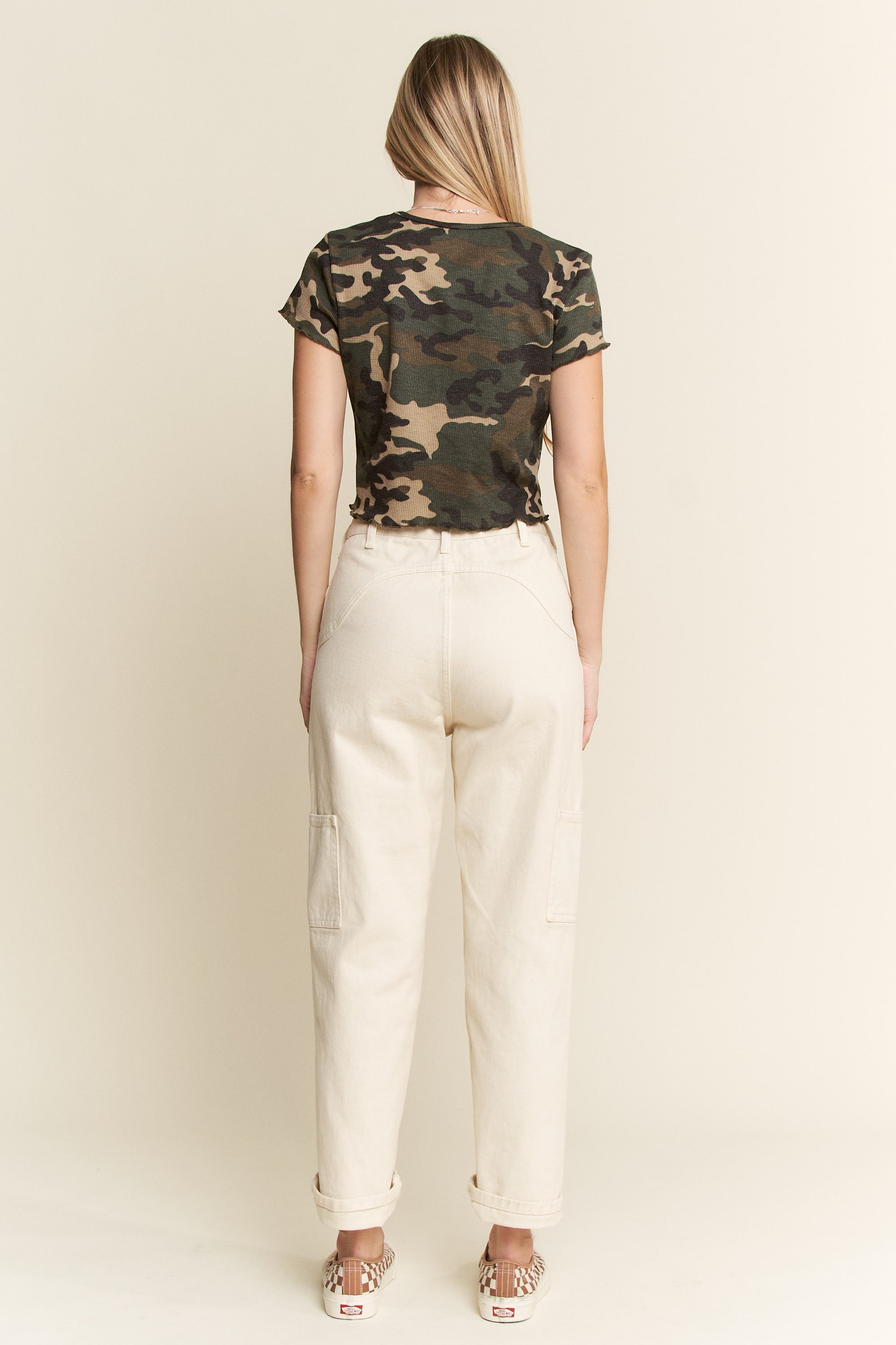 Jade By Jane Short Sleeve Camo Print Top