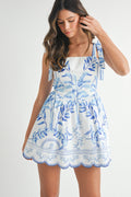Mable Printed Scallop Mini Dress