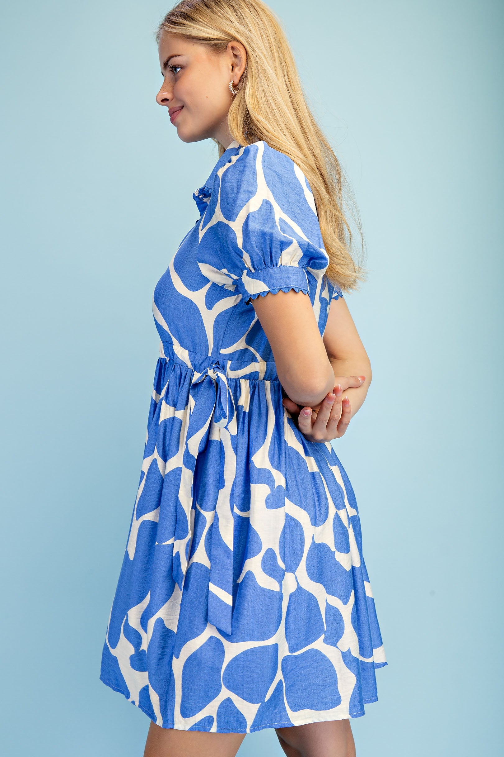 Gigio Giraffe Print Button Down Mini Dress