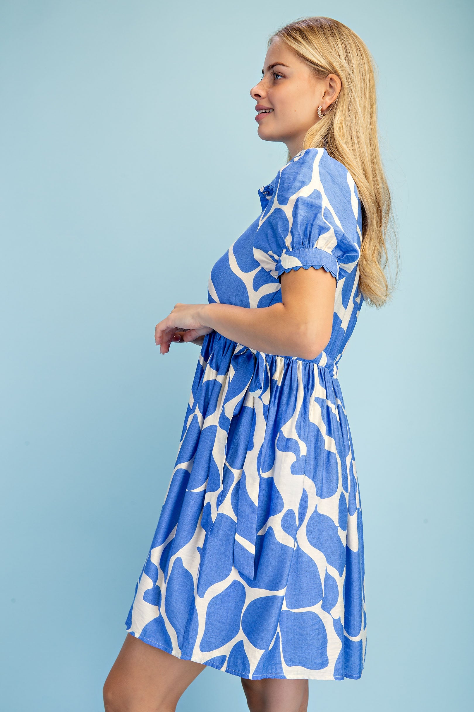 Gigio Giraffe Print Button Down Mini Dress