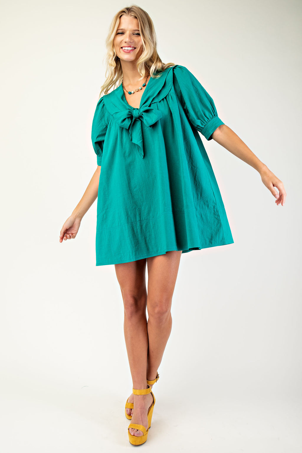 Gigio Lightly Textured Sailor Collar Mini Dress
