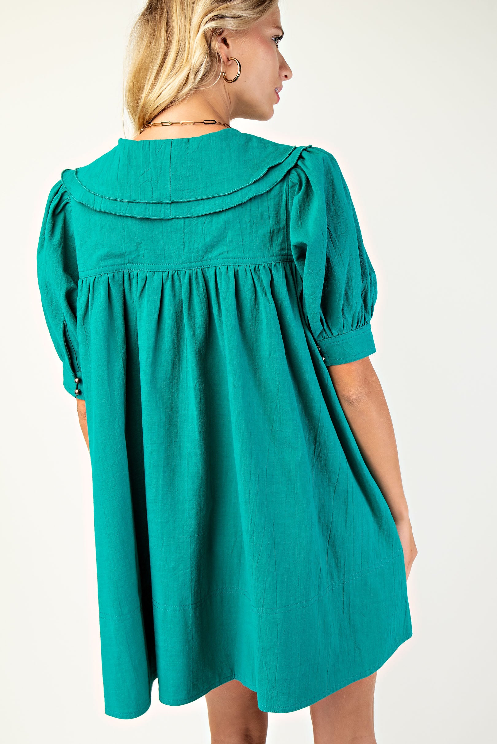 Gigio Lightly Textured Sailor Collar Mini Dress