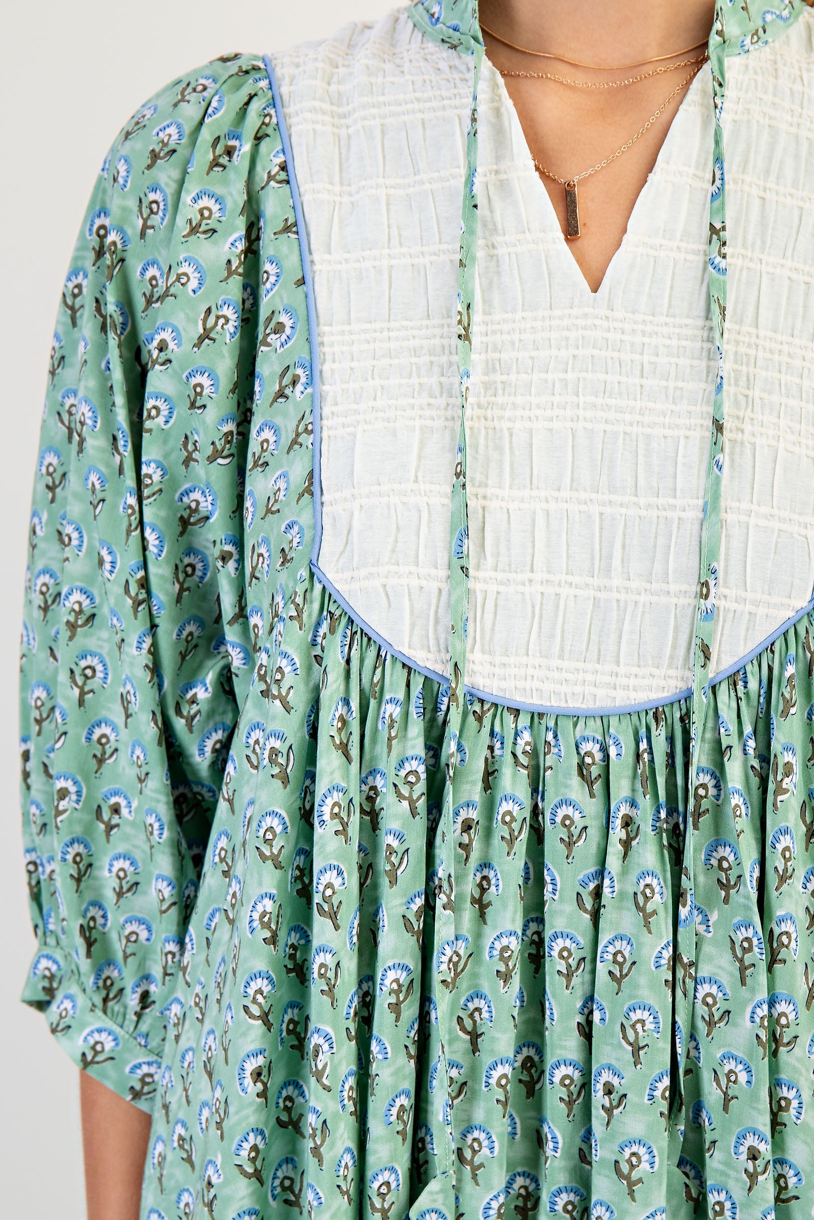 Gigio Dandelion Print Dress with Tie Neck