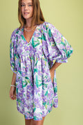Gigio Vibrant Floral Mini Dress w/Ric-Rac Trim