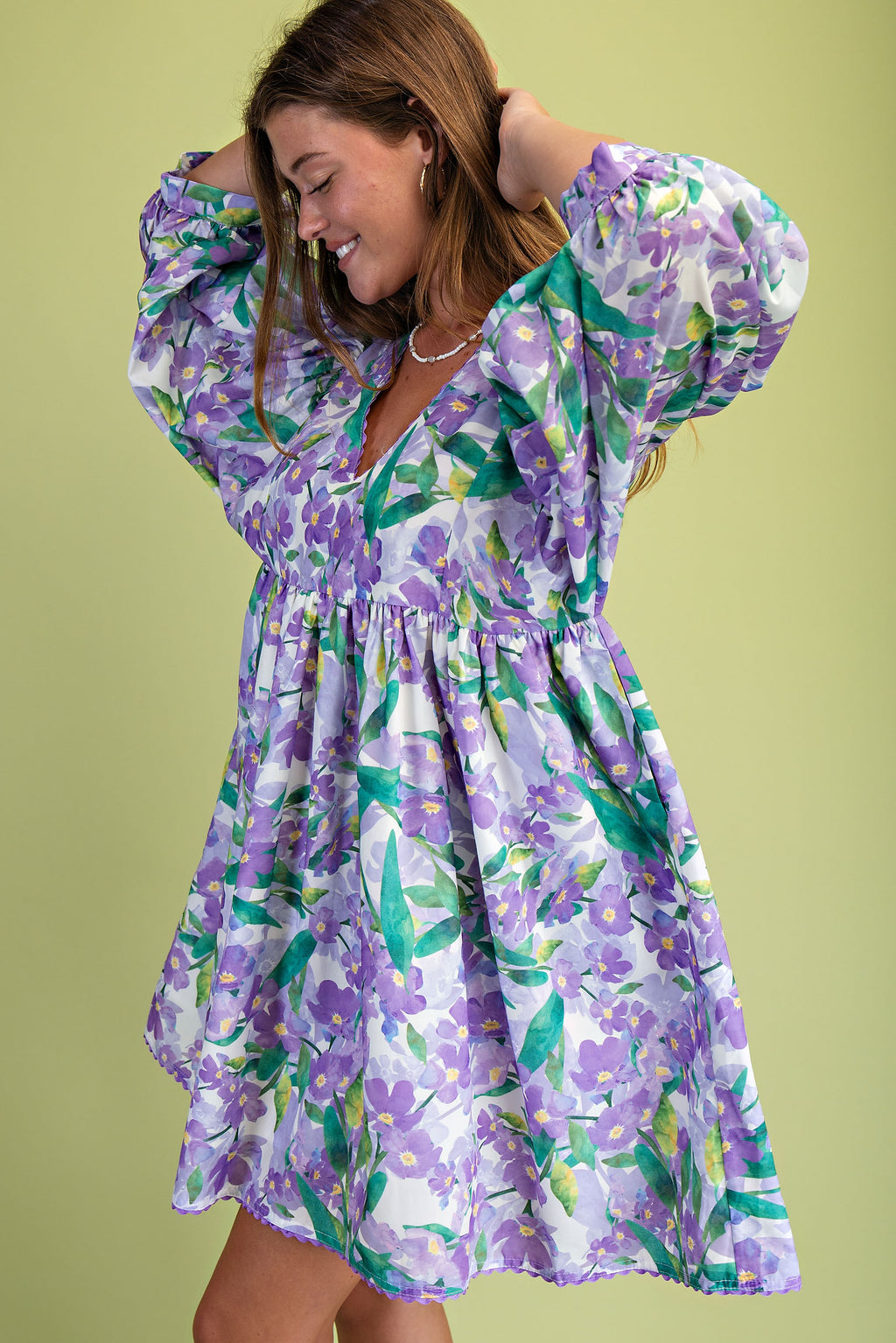 Gigio Vibrant Floral Mini Dress w/Ric-Rac Trim