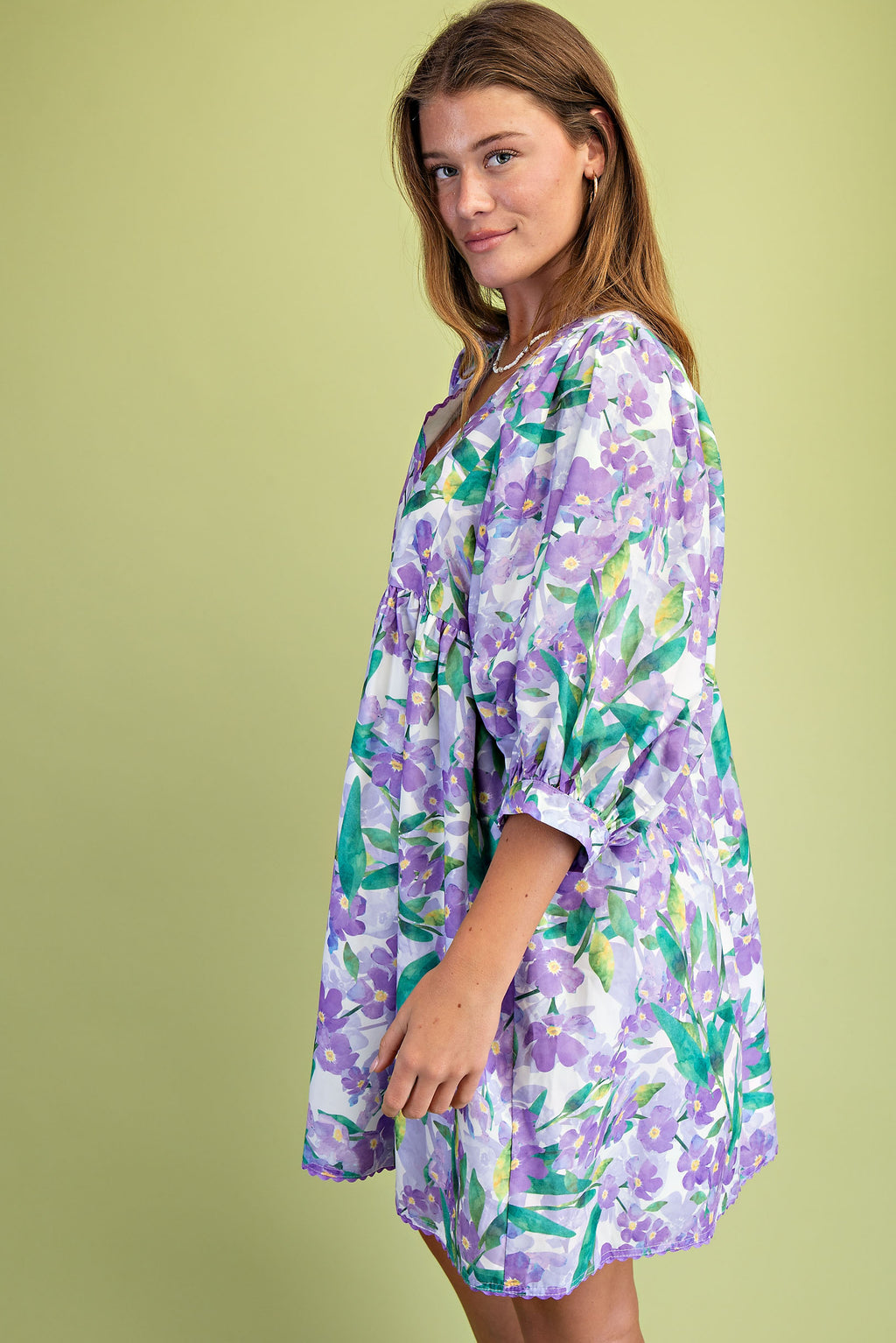 Gigio Vibrant Floral Mini Dress w/Ric-Rac Trim