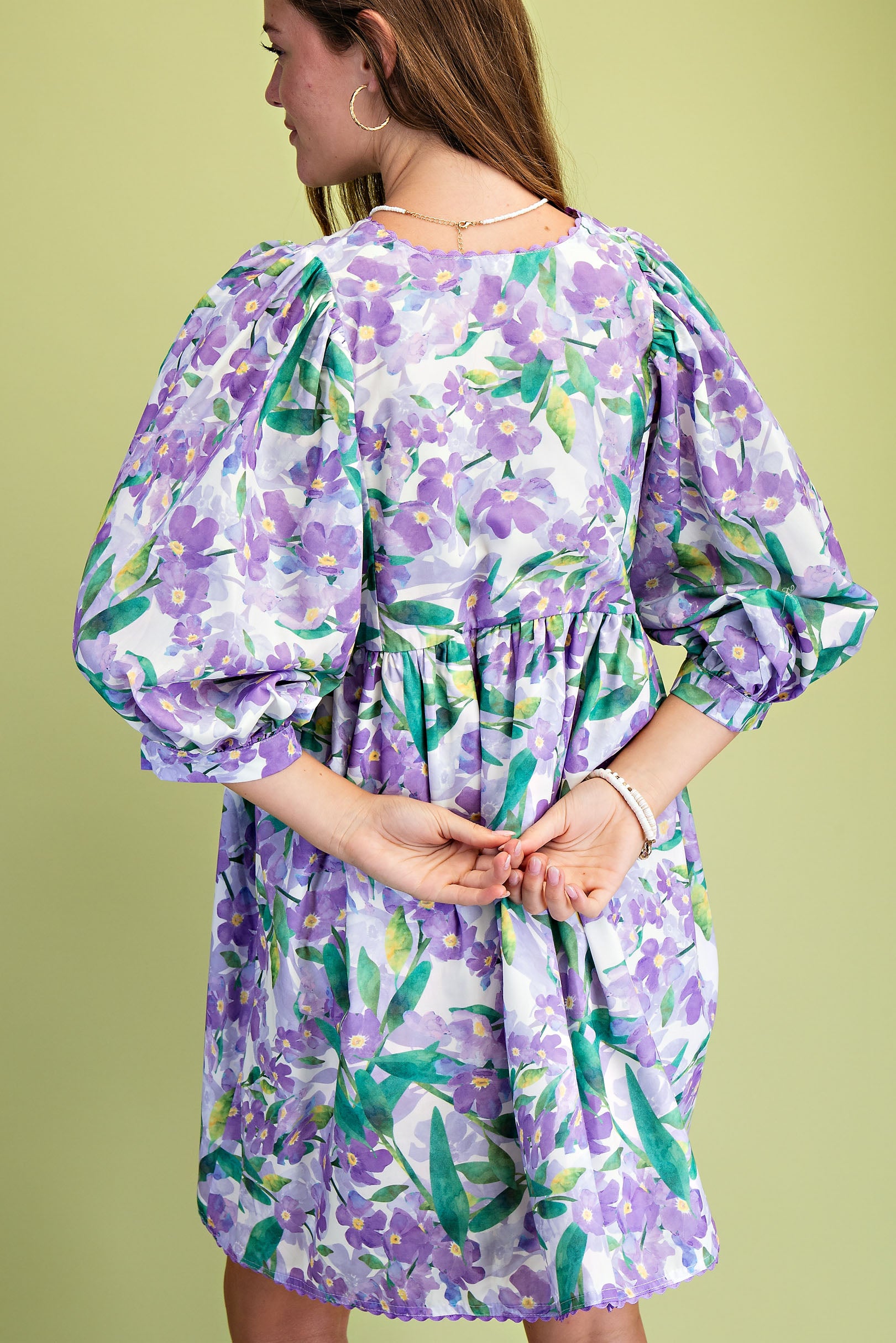 Gigio Vibrant Floral Mini Dress w/Ric-Rac Trim