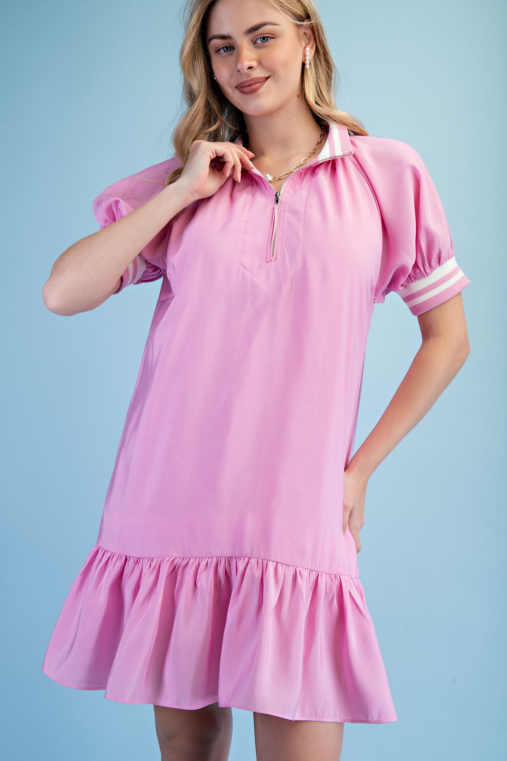 Gigio Half Zip Neck Mini Dress