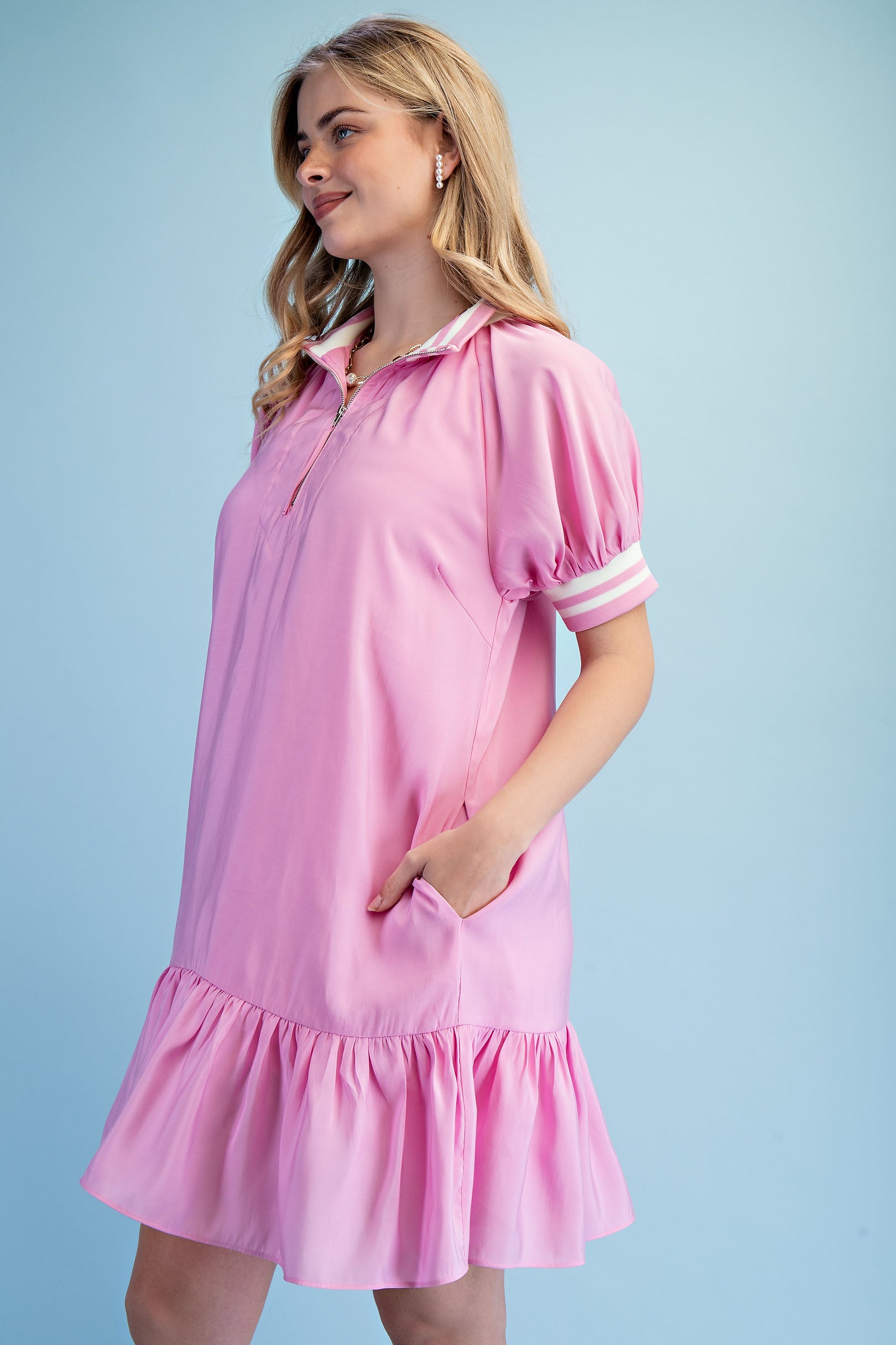 Gigio Half Zip Neck Mini Dress