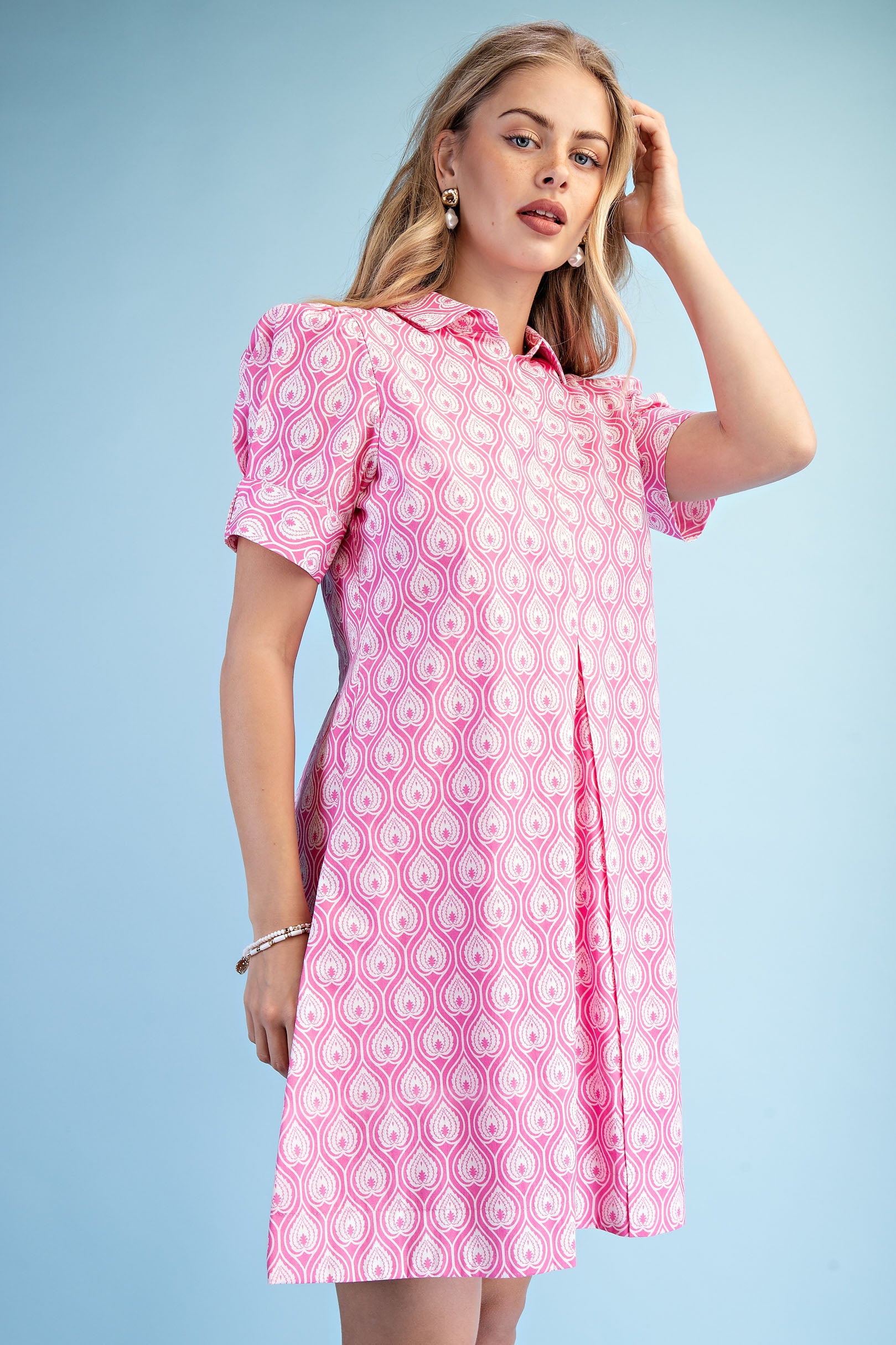 Gigio Printed A-Line Collared Mini Dress