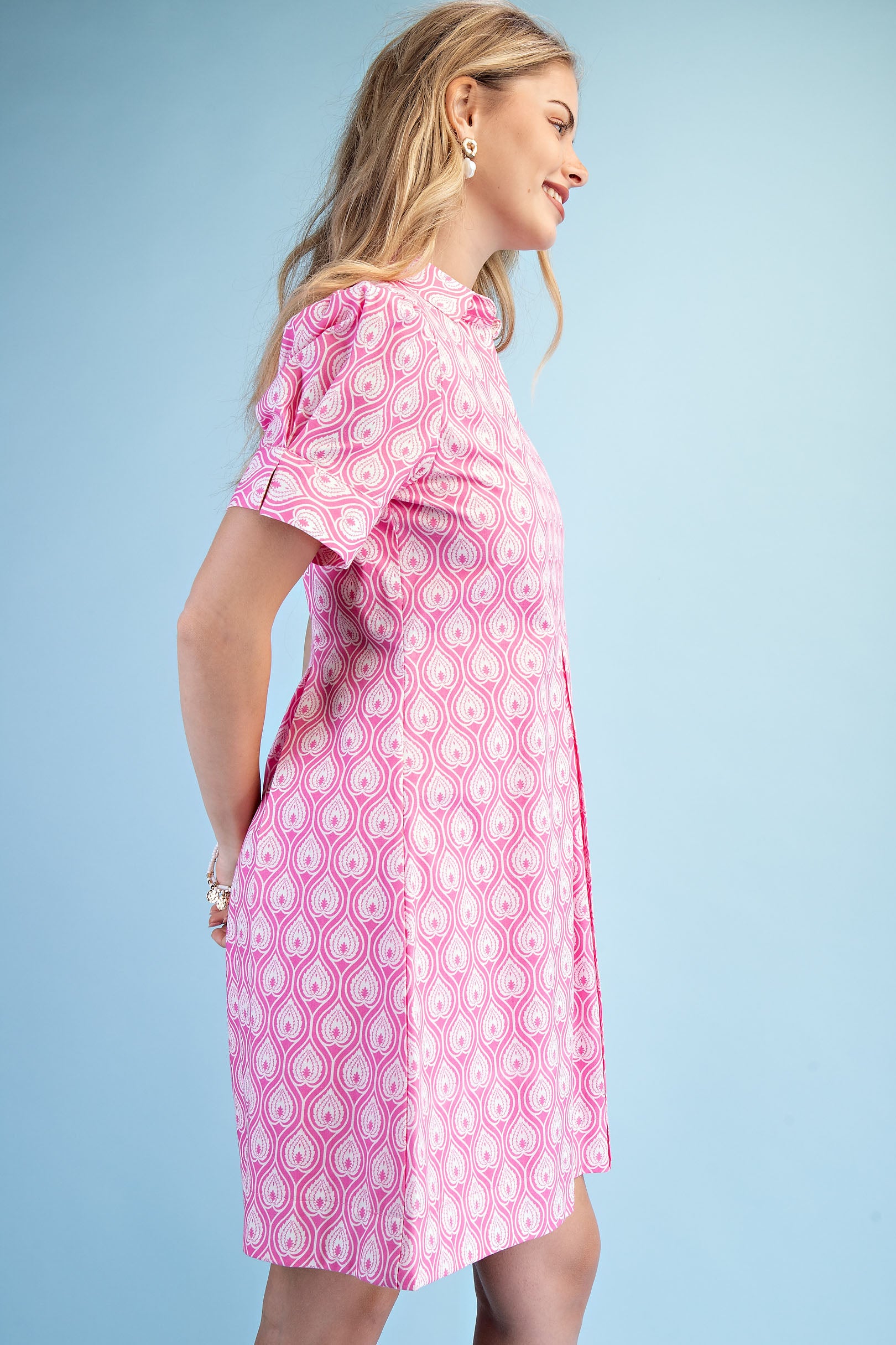 Gigio Printed A-Line Collared Mini Dress