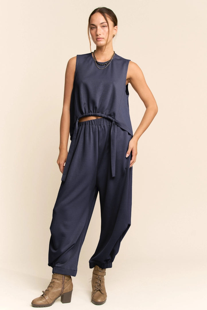 Davi & Dani Cinch Tie Top with Semi Joggers