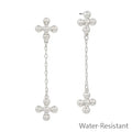 WH Water Resistant Silver Ball Shaped Cross with Chain Drop 1.5" Earring
