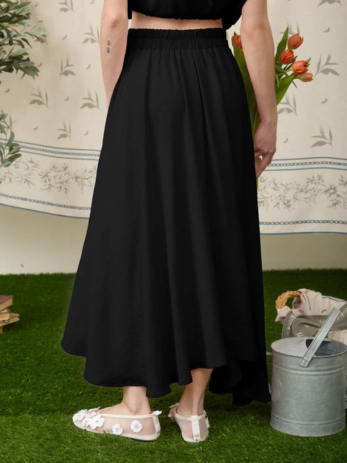 Blu Pepper Box Pleated Midi Skirt
