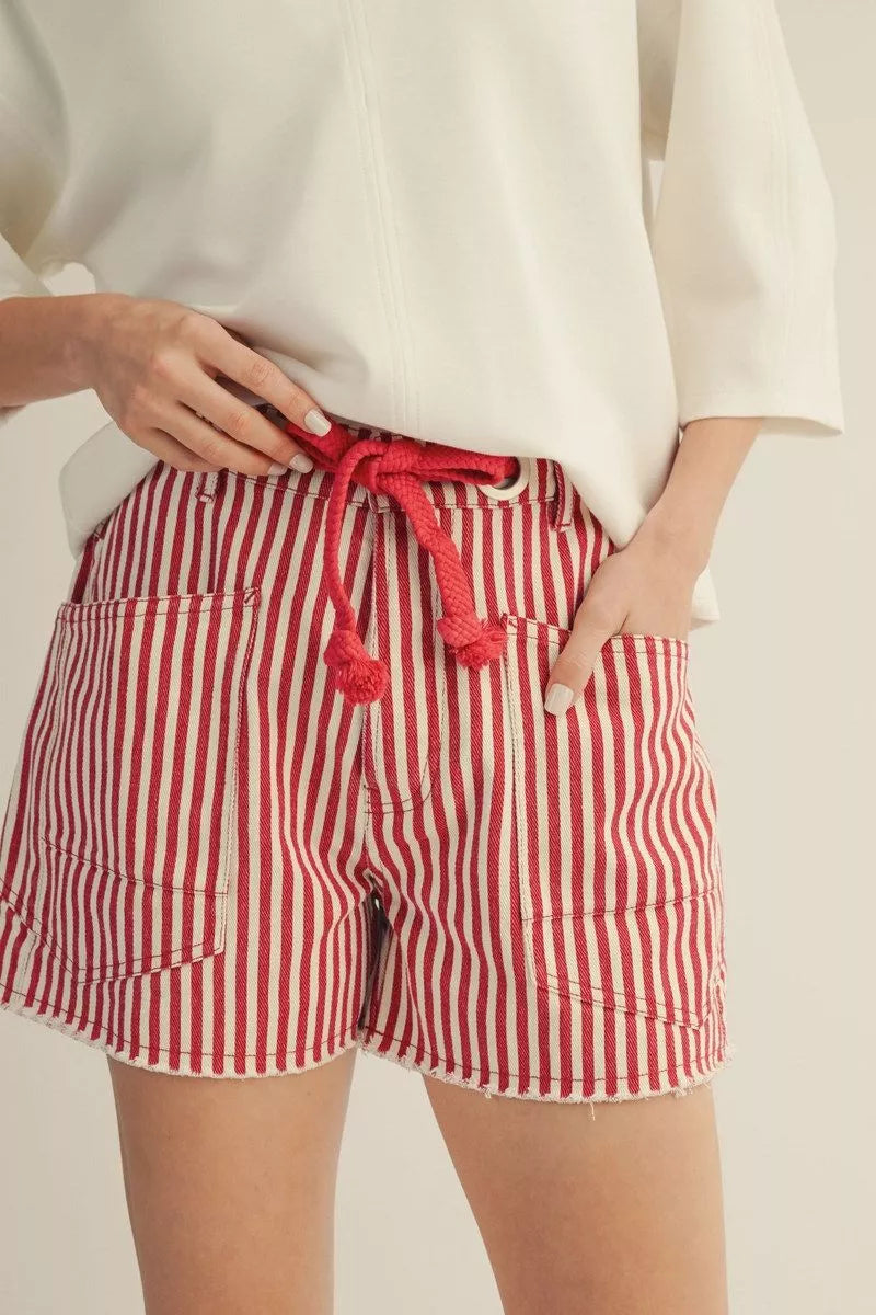 Jodifl Drawstring waist stripe shorts