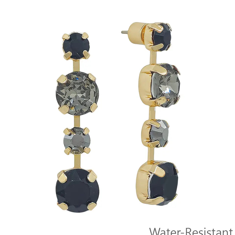 WH Black Diamond Crystal 1" Stud Drop Earring