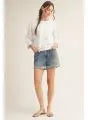Jodifl 3/4 sleeves washed fabric casual top