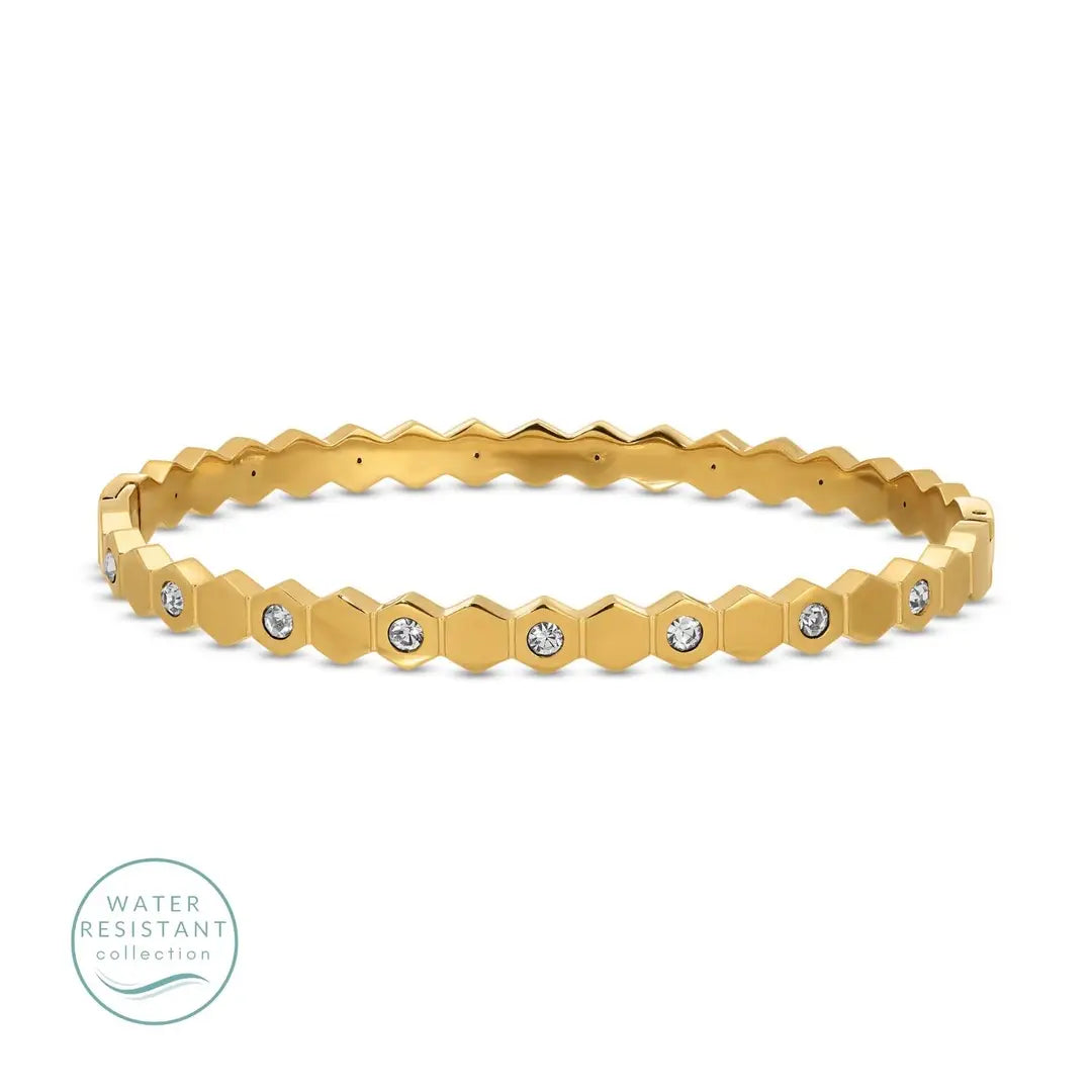 Splendid Iris Hinged Hexagon Bangle
