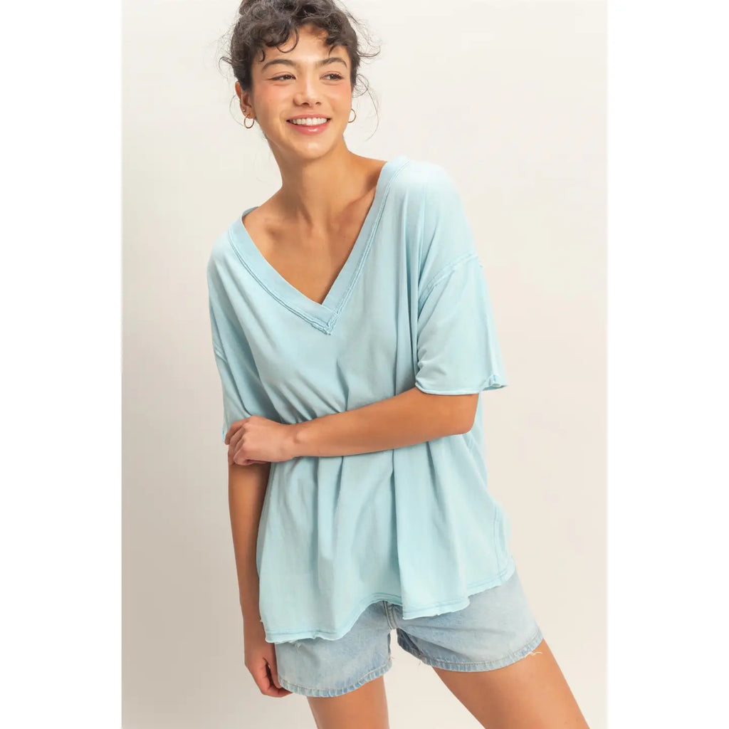 Hyfve Washed V-Neck Oversized Tee