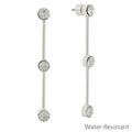 WH Water Resistant Silver Rhinestone with Silver Bar Drop 2.75" Earring