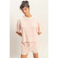 Hyfve Striped Short Sleeve Terry Crew Neck Top