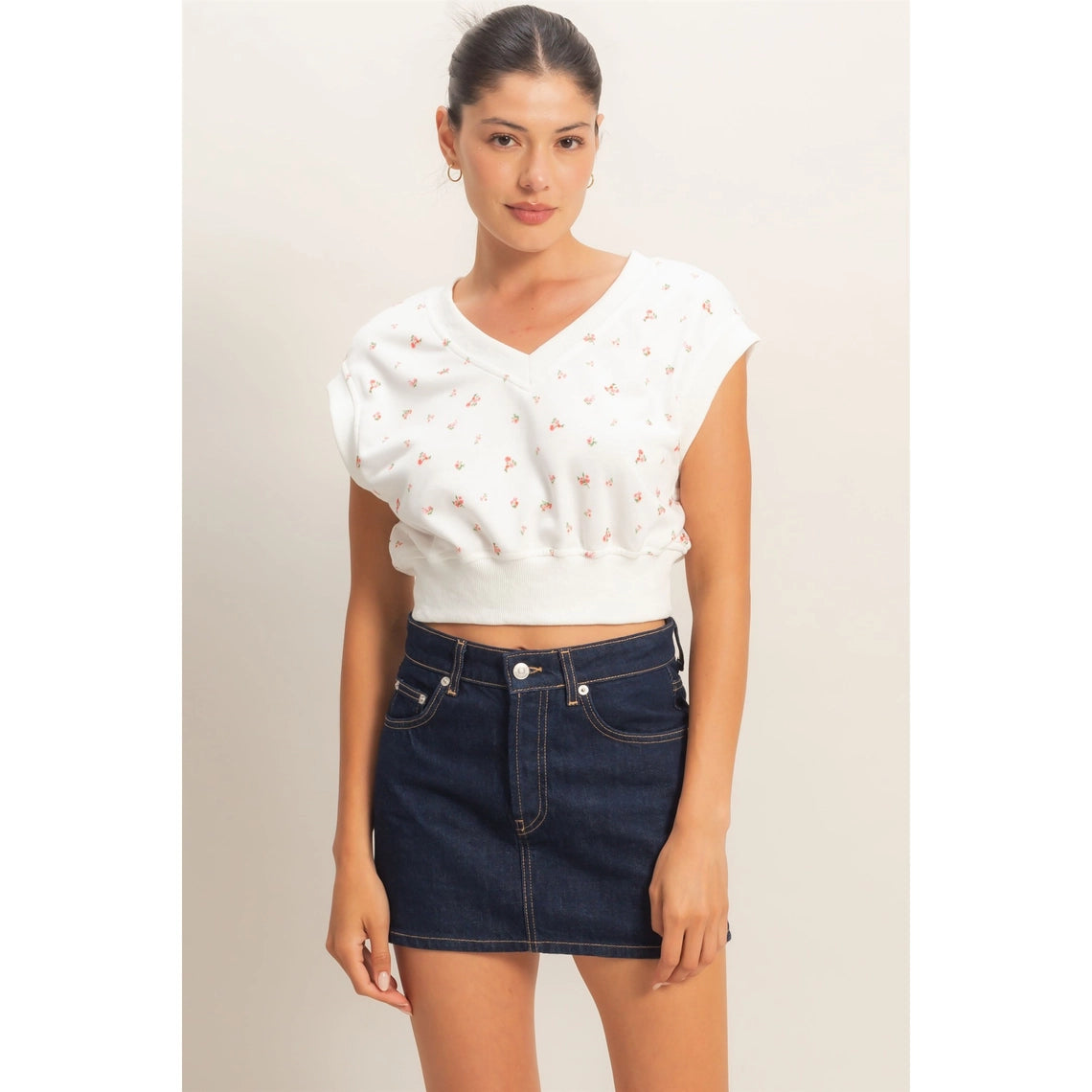 Hyfve Floral V-Neck Crop Top
