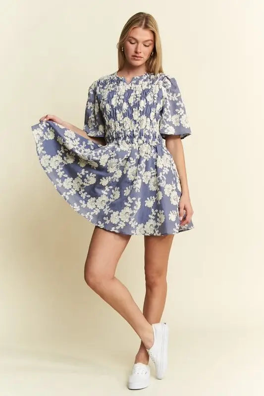 Jade By Jane Curvy Embroidered Floral Mini Dress