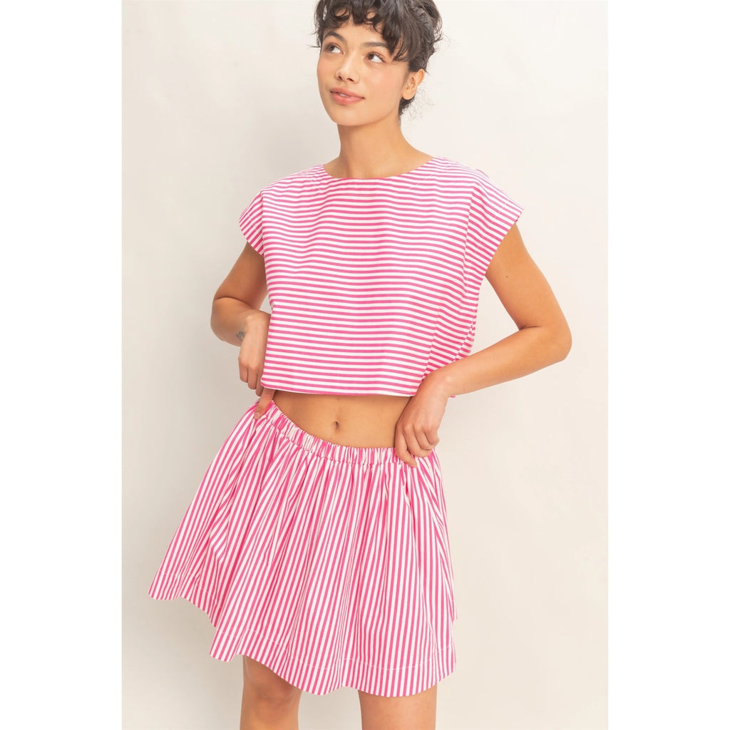 Hyfve Striped Dolman Sleeve Top & Skirt Set