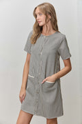 Polagram Pinstripe Button Up Dress