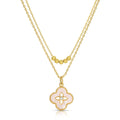 Splendid Iris Simple Layered Quatrefoil Necklace