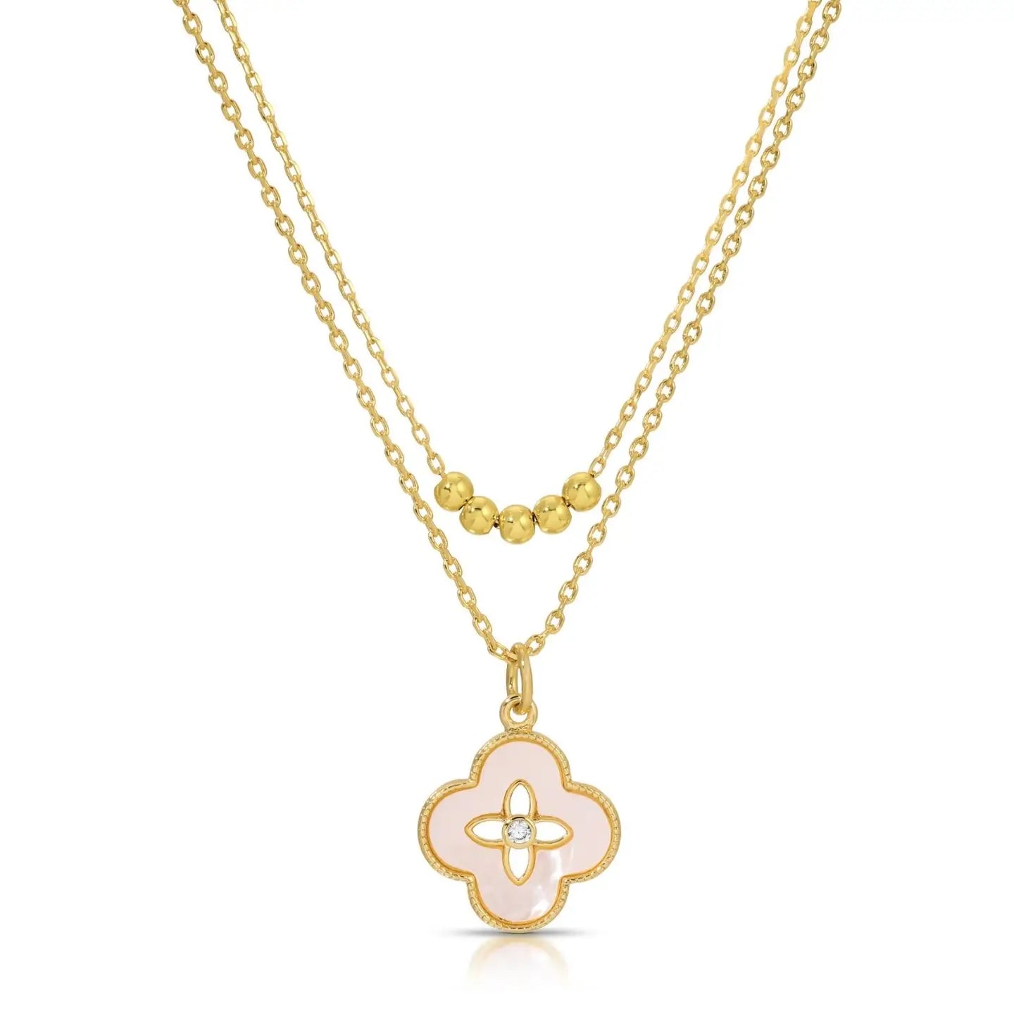 Splendid Iris Simple Layered Quatrefoil Necklace