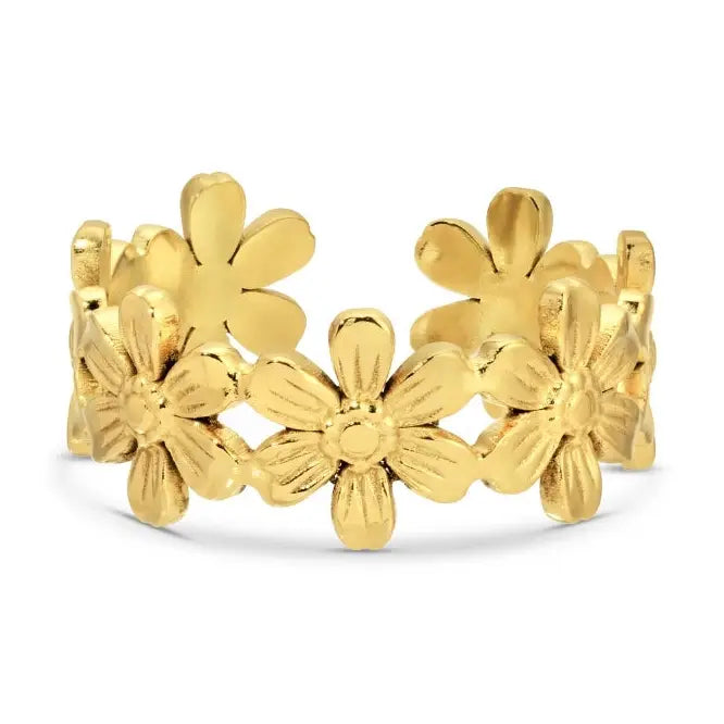 Splendid Iris Flower Adjustable Ring, Water-Resistant