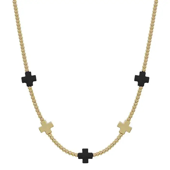 WH Gold Beaded with Black and Gold Cross Accents