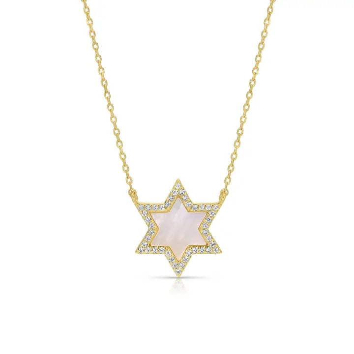 Splendid Iris Delicate Pave Star Of David Pendant Necklace