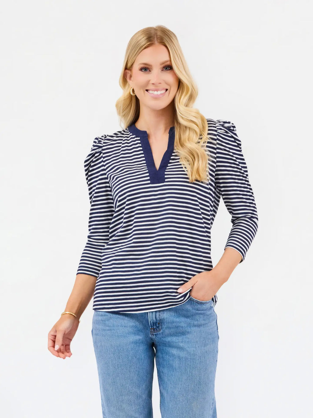 MS Adelyn Navy Stripe Top