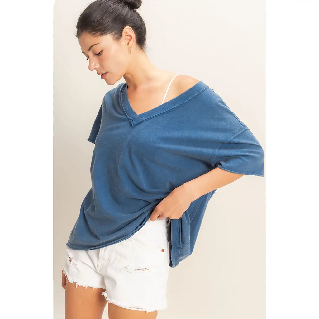 Hyfve Washed V-Neck Oversized Tee