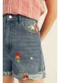 Jodifl High waist washed denim shorts with embroidery