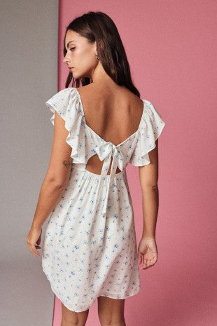 Papermoon Floral Ruffle Sleeve Mini Dress