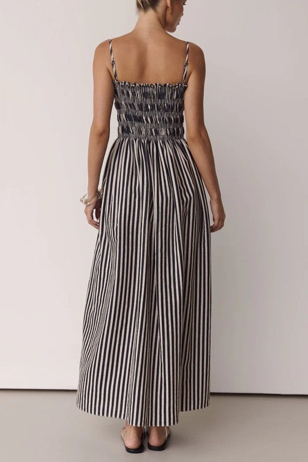 Sundayup Striped Smocked Maxi Dress
