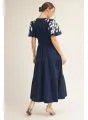 Jodifl Short puff sleeves tiered midi dress with embroidery detail