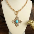 Decorative Cross Necklace Turquoise