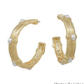 WH Water Resistant Hammered Hoop with Pearl 2" Earring