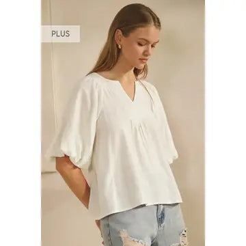 Oddi Lightweight Blouse Puff Sleeves Gathered Detailing