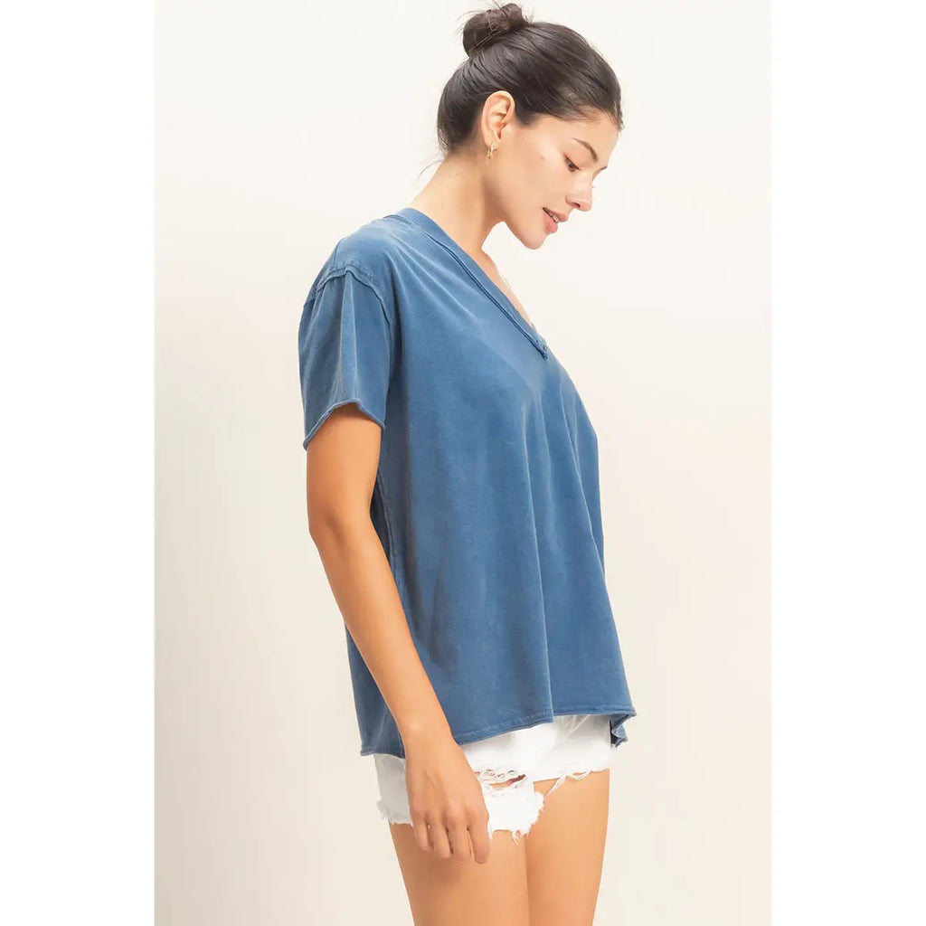 Hyfve Washed V-Neck Oversized Tee