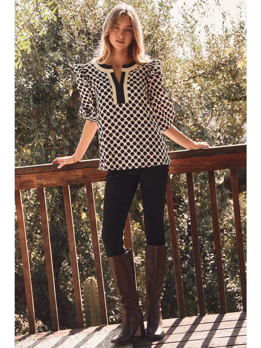 Oddi Allover Polka Dot Shift Blouse