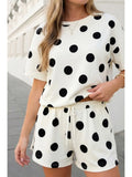 Aapparella Polka Dot Tee Drawstring 2pcs Short Set