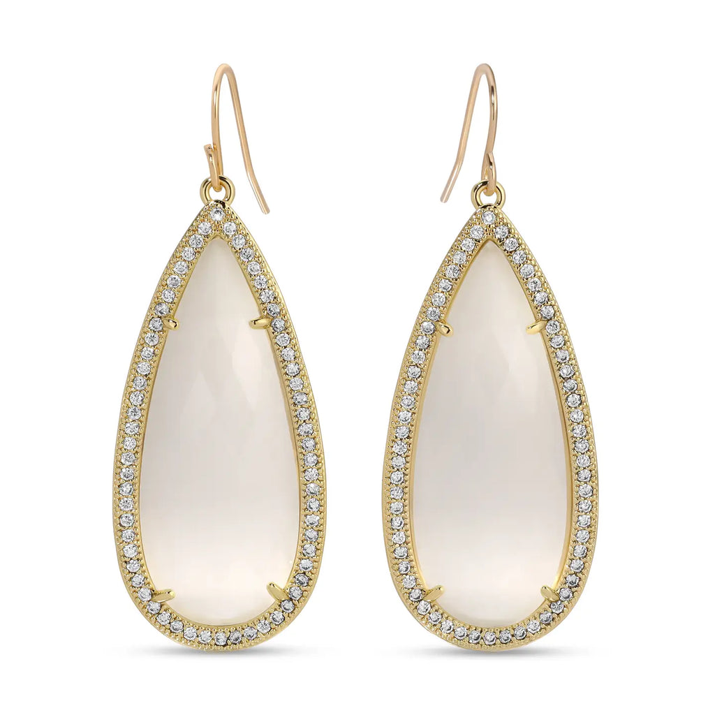 Splendid Iris Long Shimmer Stone Earrings