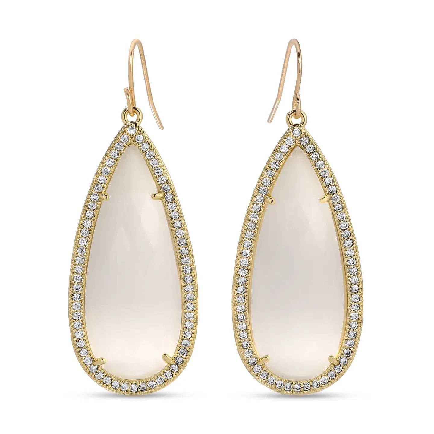 Splendid Iris Long Shimmer Stone Earrings