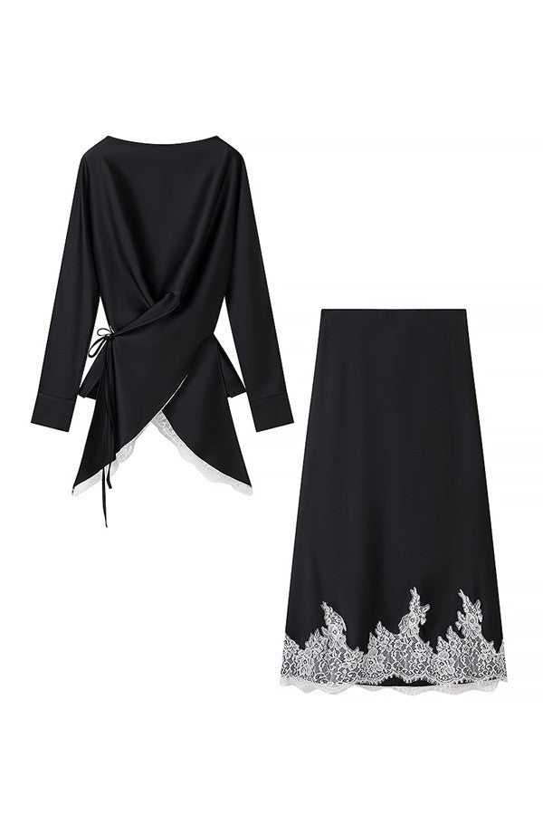 Sundayup Asymmetrical Wrap Blouse and Skirt Set